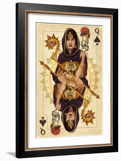 Queen of Spades - Playing Card-Lantern Press-Framed Premium Giclee Print