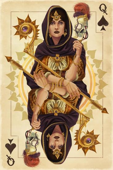 Queen Of Spades Playing Card Art Print Lantern Press