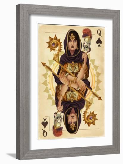 Queen of Spades - Playing Card-Lantern Press-Framed Art Print