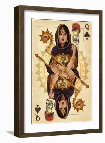 Queen of Spades - Playing Card-Lantern Press-Framed Art Print