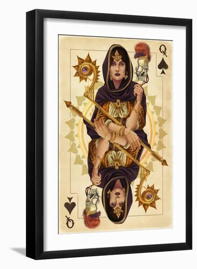 Queen of Spades - Playing Card-Lantern Press-Framed Art Print