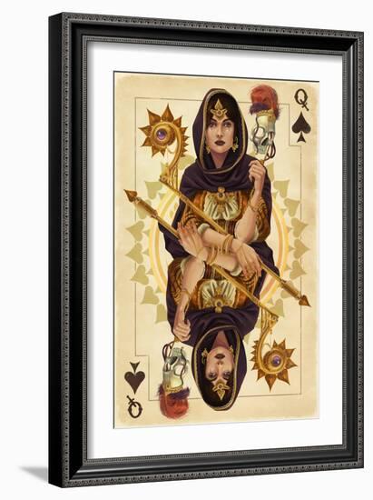 Queen of Spades - Playing Card-Lantern Press-Framed Art Print