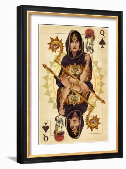 Queen of Spades - Playing Card-Lantern Press-Framed Art Print