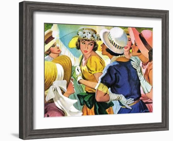 Queen of the Ball  - Saturday Evening Post "Leading Ladies", August 19, 1950 pg.31-Roy Prince-Framed Giclee Print