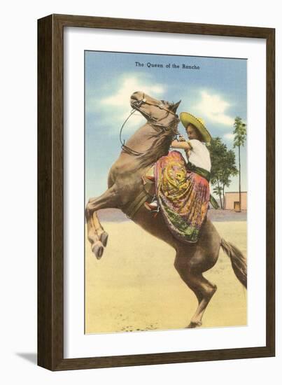 Queen of the Rancho, Charra on Horse-null-Framed Art Print