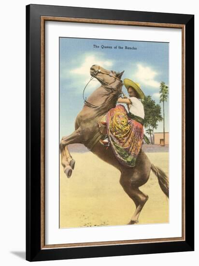 Queen of the Rancho, Charra on Horse-null-Framed Art Print