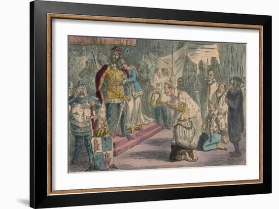 Queen Philippa Interceding with Edward III for the Six Burgesses of Calais, 1850-John Leech-Framed Giclee Print