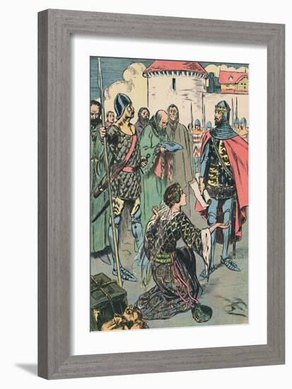 'Queen Philippa Pleads for the Men of Calais', c1907-Unknown-Framed Giclee Print