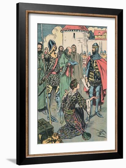 'Queen Philippa Pleads for the Men of Calais', c1907-Unknown-Framed Giclee Print