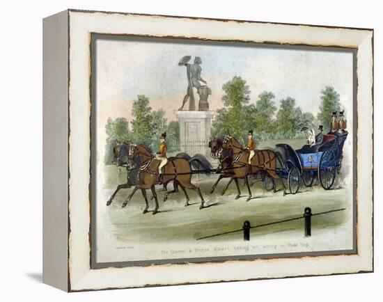 Queen Victoria and Prince Albert Taking Air in Hyde Park, London, C1840-James Pollard-Framed Premier Image Canvas