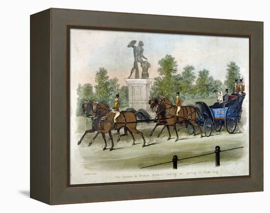 Queen Victoria and Prince Albert Taking Air in Hyde Park, London, C1840-James Pollard-Framed Premier Image Canvas