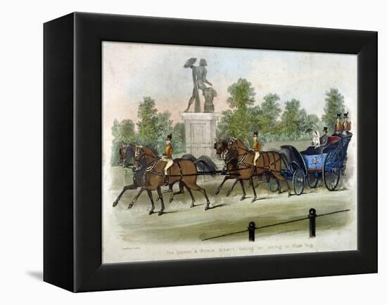 Queen Victoria and Prince Albert Taking Air in Hyde Park, London, C1840-James Pollard-Framed Premier Image Canvas