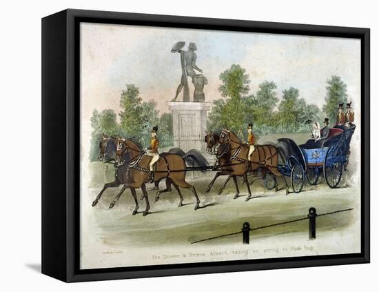 Queen Victoria and Prince Albert Taking Air in Hyde Park, London, C1840-James Pollard-Framed Premier Image Canvas