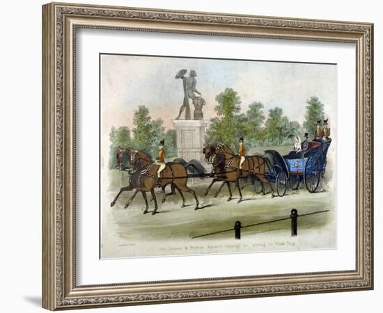 Queen Victoria and Prince Albert Taking Air in Hyde Park, London, C1840-James Pollard-Framed Giclee Print