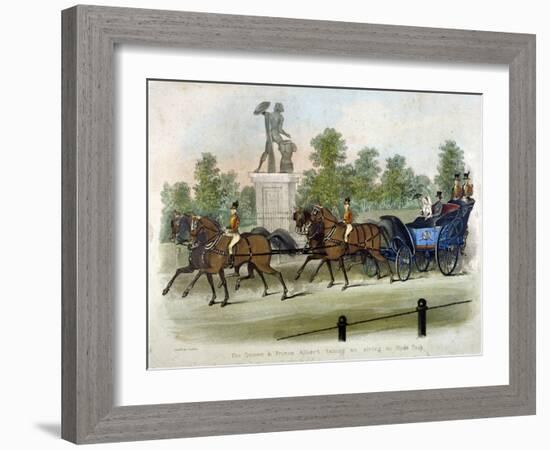 Queen Victoria and Prince Albert Taking Air in Hyde Park, London, C1840-James Pollard-Framed Giclee Print