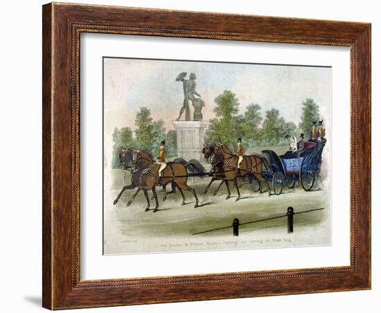 Queen Victoria and Prince Albert Taking Air in Hyde Park, London, C1840-James Pollard-Framed Giclee Print