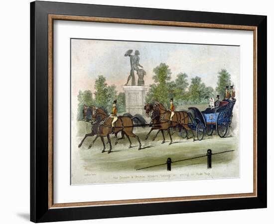 Queen Victoria and Prince Albert Taking Air in Hyde Park, London, C1840-James Pollard-Framed Giclee Print