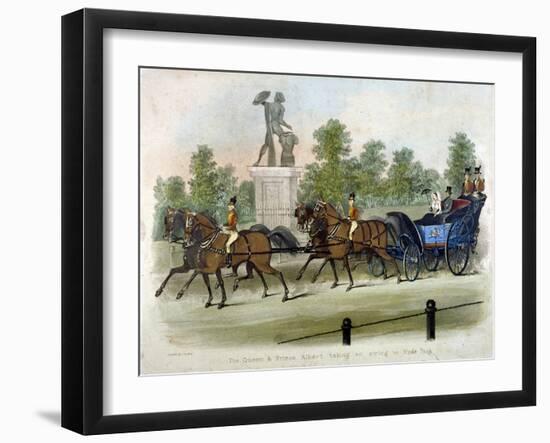 Queen Victoria and Prince Albert Taking Air in Hyde Park, London, C1840-James Pollard-Framed Giclee Print