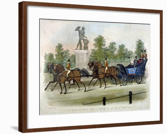 Queen Victoria and Prince Albert Taking Air in Hyde Park, London, C1840-James Pollard-Framed Giclee Print