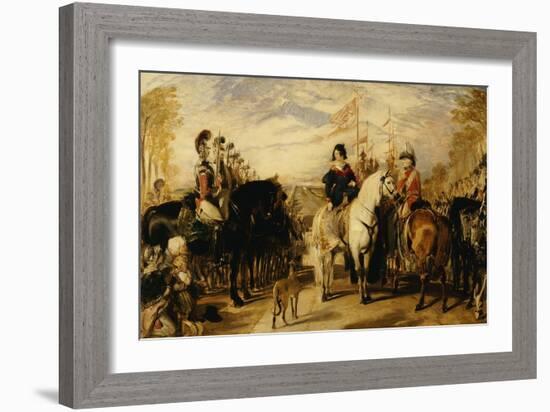 Queen Victoria and the Duke of Wellington Reviewing the Life Guards, 1839-Edwin Henry Landseer-Framed Giclee Print