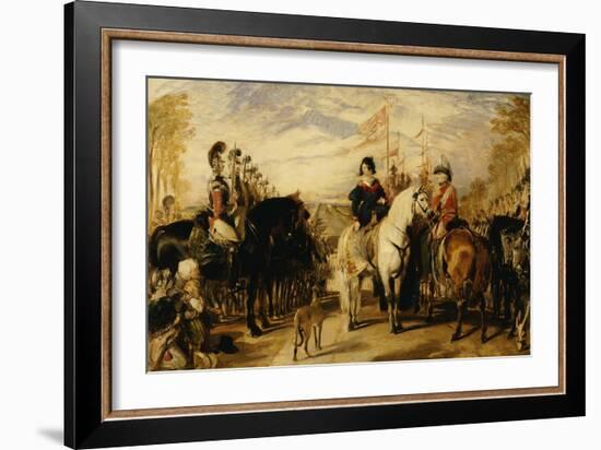 Queen Victoria and the Duke of Wellington Reviewing the Life Guards, 1839-Edwin Henry Landseer-Framed Giclee Print