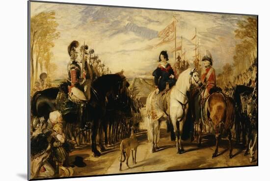 Queen Victoria and the Duke of Wellington Reviewing the Life Guards, 1839-Edwin Henry Landseer-Mounted Giclee Print