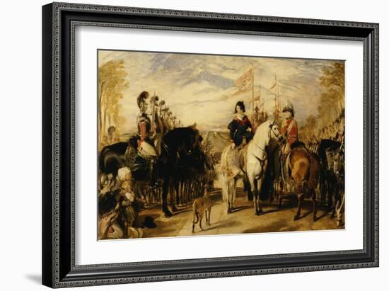 Queen Victoria and the Duke of Wellington Reviewing the Life Guards, 1839-Edwin Henry Landseer-Framed Giclee Print