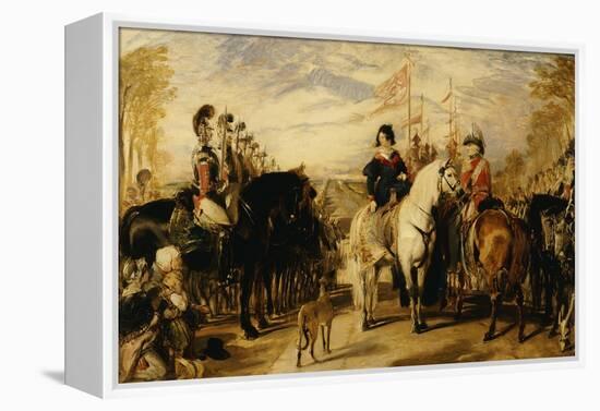 Queen Victoria and the Duke of Wellington Reviewing the Life Guards, 1839-Edwin Henry Landseer-Framed Premier Image Canvas