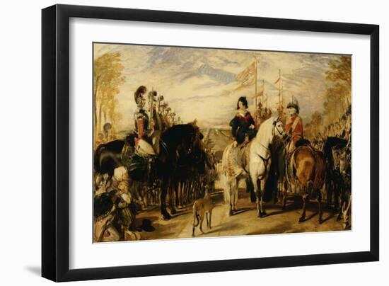Queen Victoria and the Duke of Wellington Reviewing the Life Guards, 1839-Edwin Henry Landseer-Framed Giclee Print