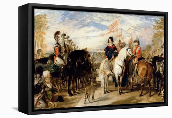 Queen Victoria and the Duke of Wellington reviewing the Life Guards, 1839-Edwin Landseer-Framed Premier Image Canvas