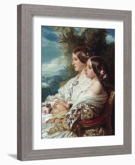 Queen Victoria and Victoire, Duchess de Nemours-Franz Xaver Winterhalter-Framed Giclee Print