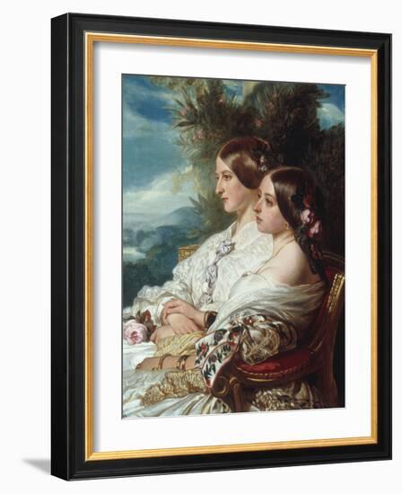 Queen Victoria and Victoire, Duchess de Nemours-Franz Xaver Winterhalter-Framed Giclee Print