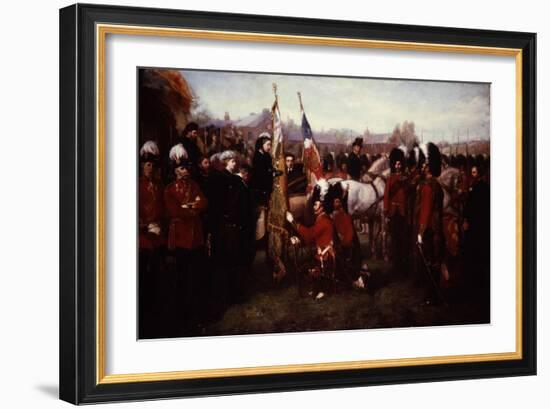 Queen Victoria of England, 1819-1901, Presenting Colours to 79th Cameron Highlanders-null-Framed Giclee Print