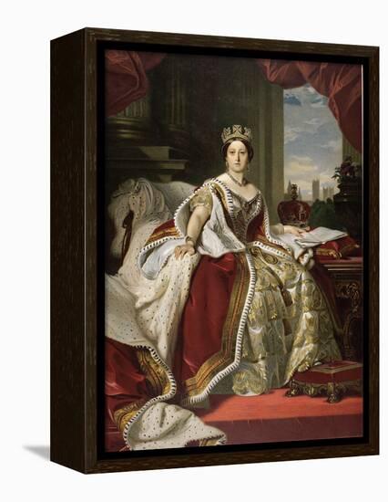 Queen Victoria of England in Her Coronation Robes-Franz Xaver Winterhalter-Framed Premier Image Canvas