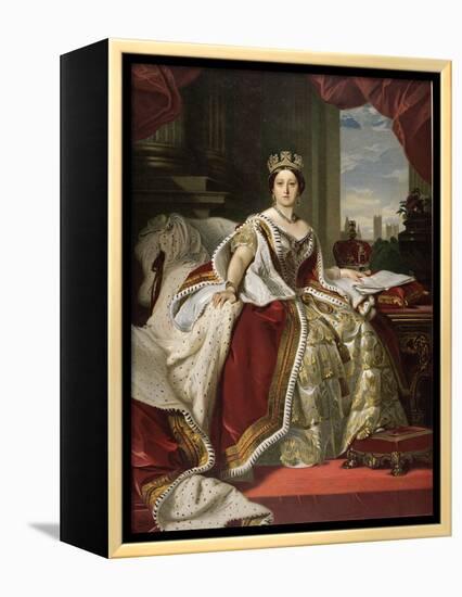 Queen Victoria of England in Her Coronation Robes-Franz Xaver Winterhalter-Framed Premier Image Canvas