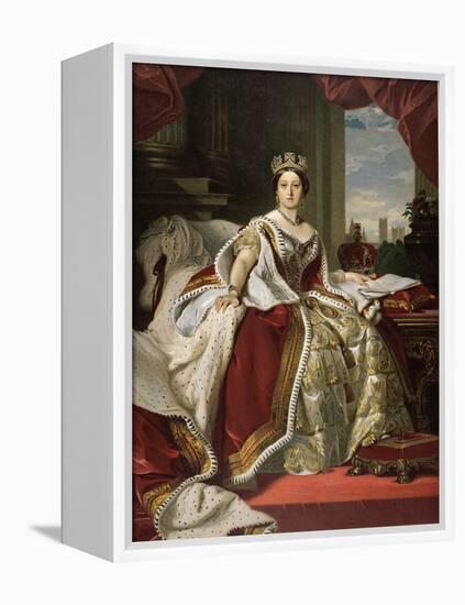 Queen Victoria of England in Her Coronation Robes-Franz Xaver Winterhalter-Framed Premier Image Canvas