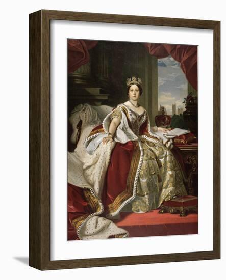 Queen Victoria of England in Her Coronation Robes-Franz Xaver Winterhalter-Framed Giclee Print