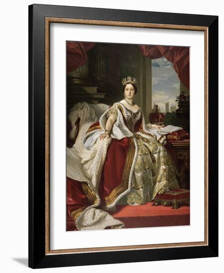 Queen Victoria of England in Her Coronation Robes-Franz Xaver Winterhalter-Framed Giclee Print
