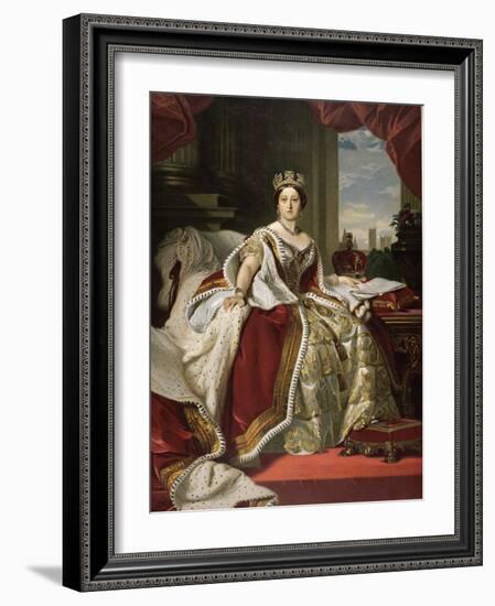 Queen Victoria of England in Her Coronation Robes-Franz Xaver Winterhalter-Framed Giclee Print