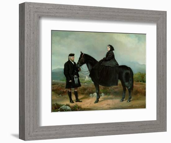 Queen Victoria on Horseback with John Brown (Oil on Canvas)-Charles Burton Barber-Framed Giclee Print