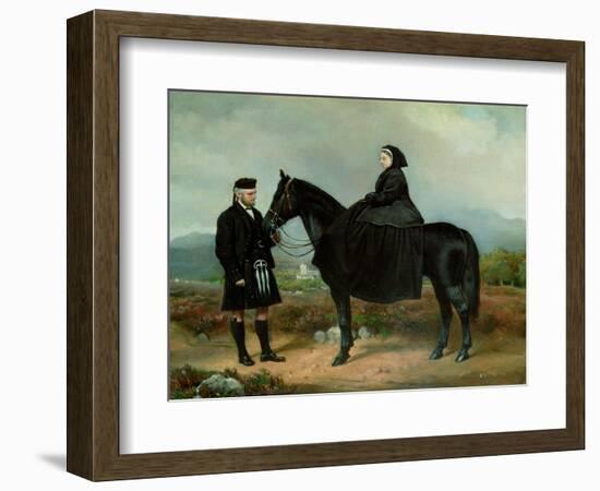 Queen Victoria on Horseback with John Brown (Oil on Canvas)-Charles Burton Barber-Framed Giclee Print