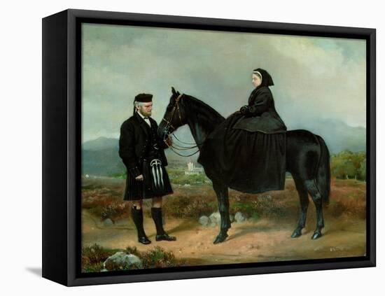 Queen Victoria on Horseback with John Brown (Oil on Canvas)-Charles Burton Barber-Framed Premier Image Canvas