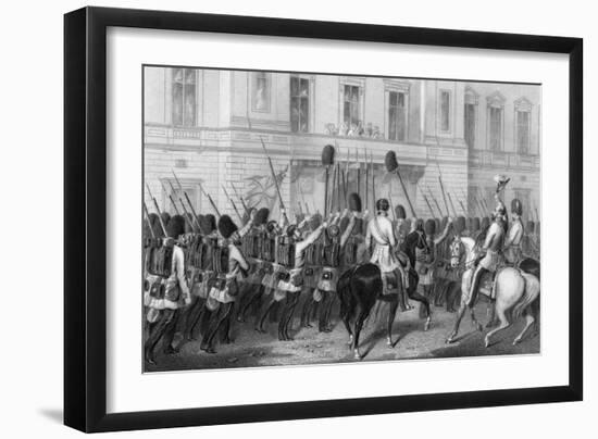 Queen Victoria Receiving the Guards at Buckingham Palace, 1857-G Greatbach-Framed Giclee Print