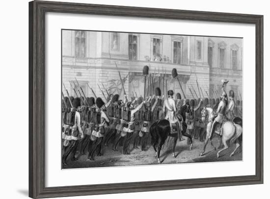 Queen Victoria Receiving the Guards at Buckingham Palace, 1857-G Greatbach-Framed Premium Giclee Print