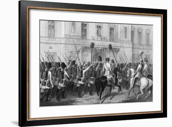 Queen Victoria Receiving the Guards at Buckingham Palace, 1857-G Greatbach-Framed Premium Giclee Print