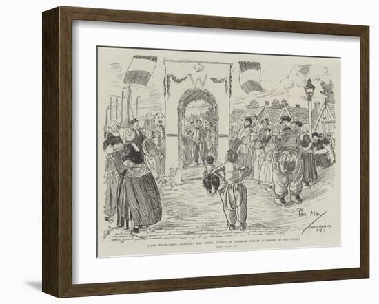 Queen Wilhelmina's Accession, the Eiffel Tower at Volendam Erected in Honour of Her Majesty-Phil May-Framed Giclee Print