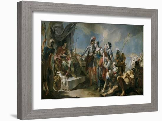 Queen Zenobia before Emperor Aurelian, 1717-Giandomenico Tiepolo-Framed Giclee Print