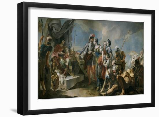 Queen Zenobia before Emperor Aurelian, 1717-Giandomenico Tiepolo-Framed Giclee Print