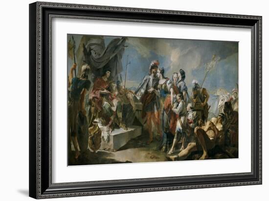 Queen Zenobia before Emperor Aurelian, 1717-Giandomenico Tiepolo-Framed Giclee Print