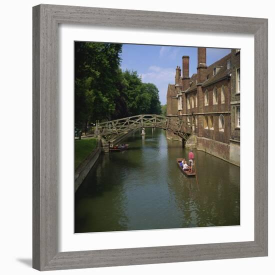 Queens College and Mathematical Bridge, Cambridge, Cambridgeshire, England, United Kingdom, Europe-Roy Rainford-Framed Photographic Print